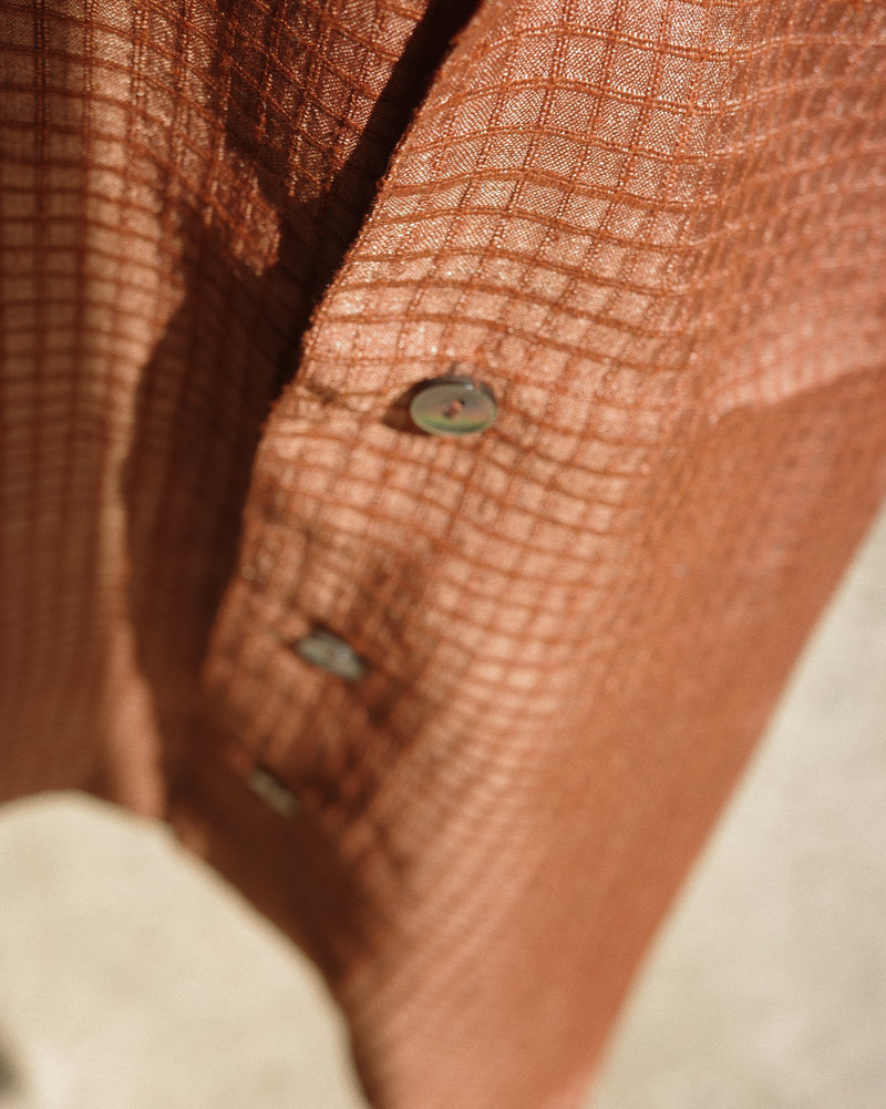 Silk Plaid Bowler Shirts - Copper/Short