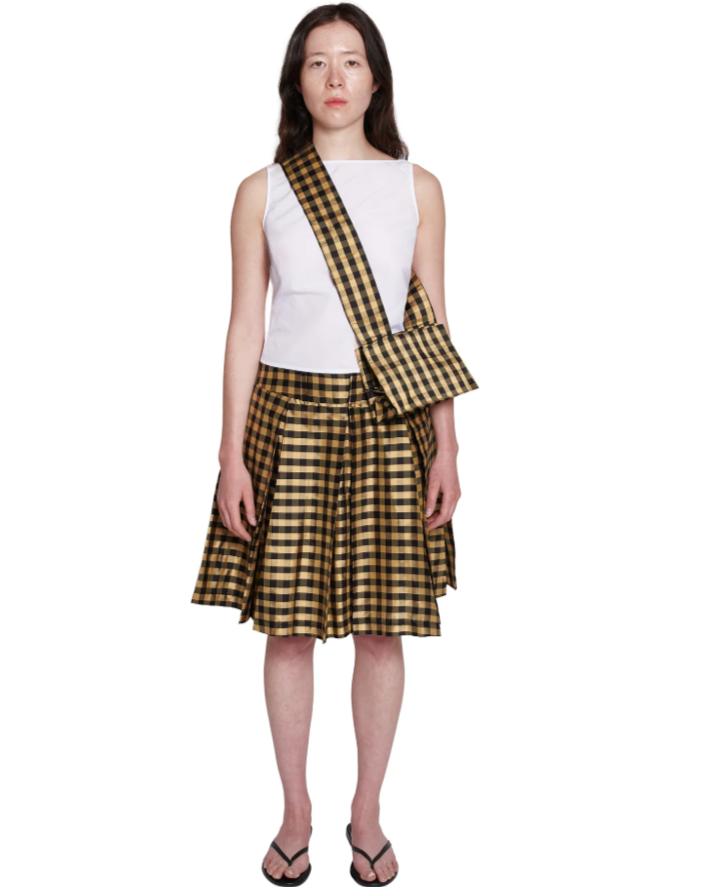 LADY STRAP BAG - GINGHAM BURGANDY YELLOW