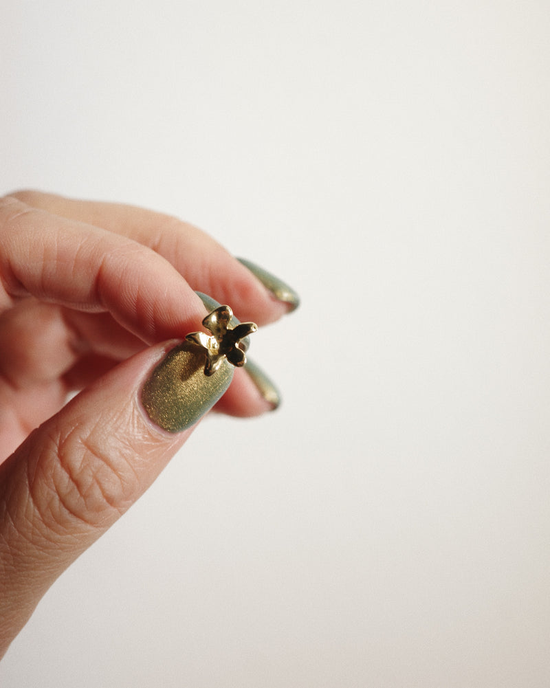 Flower Charm Studs - Gold
