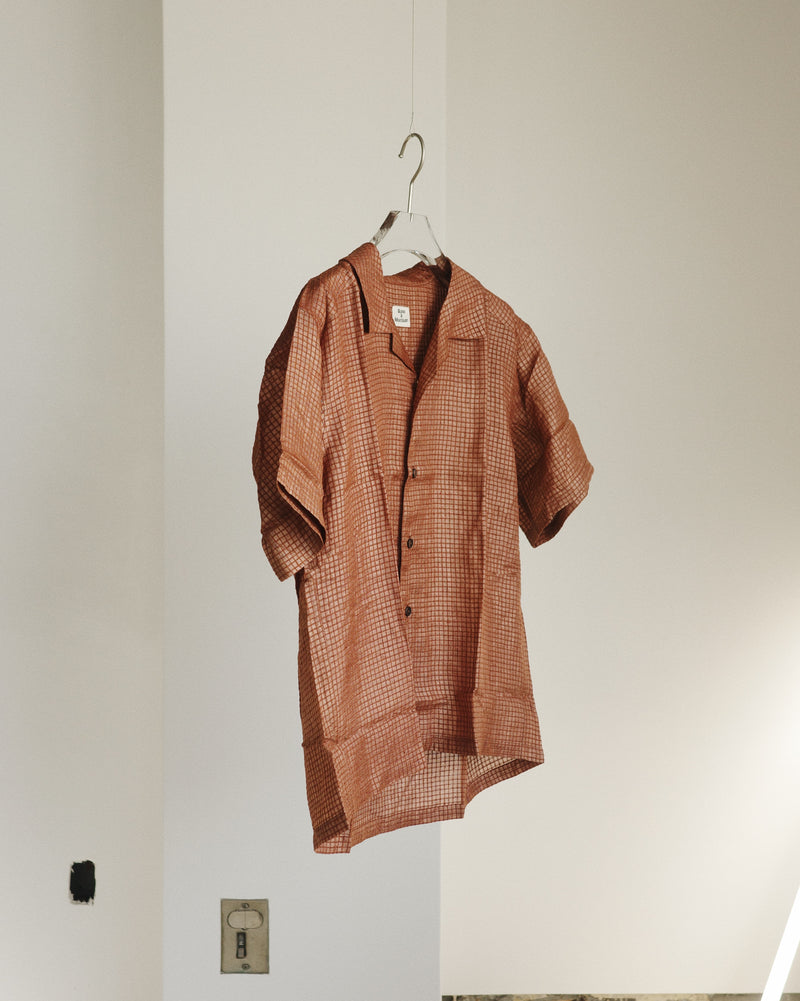 Silk Plaid Bowler Shirts - Copper/Legular