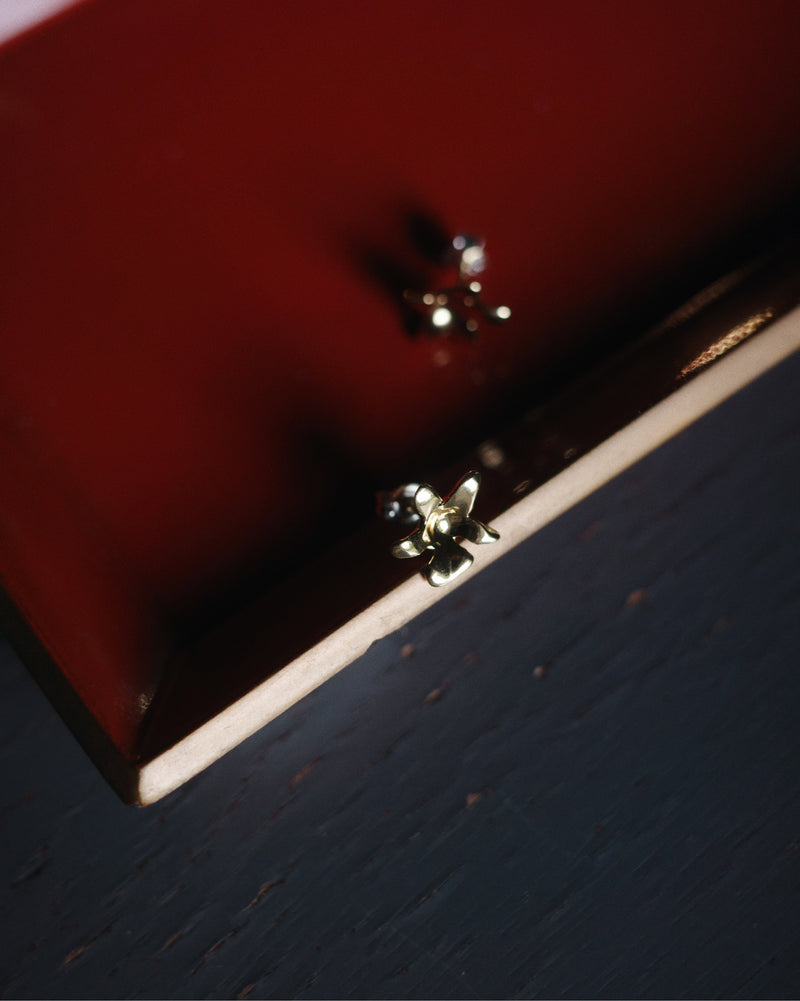 Flower Charm Studs - Gold