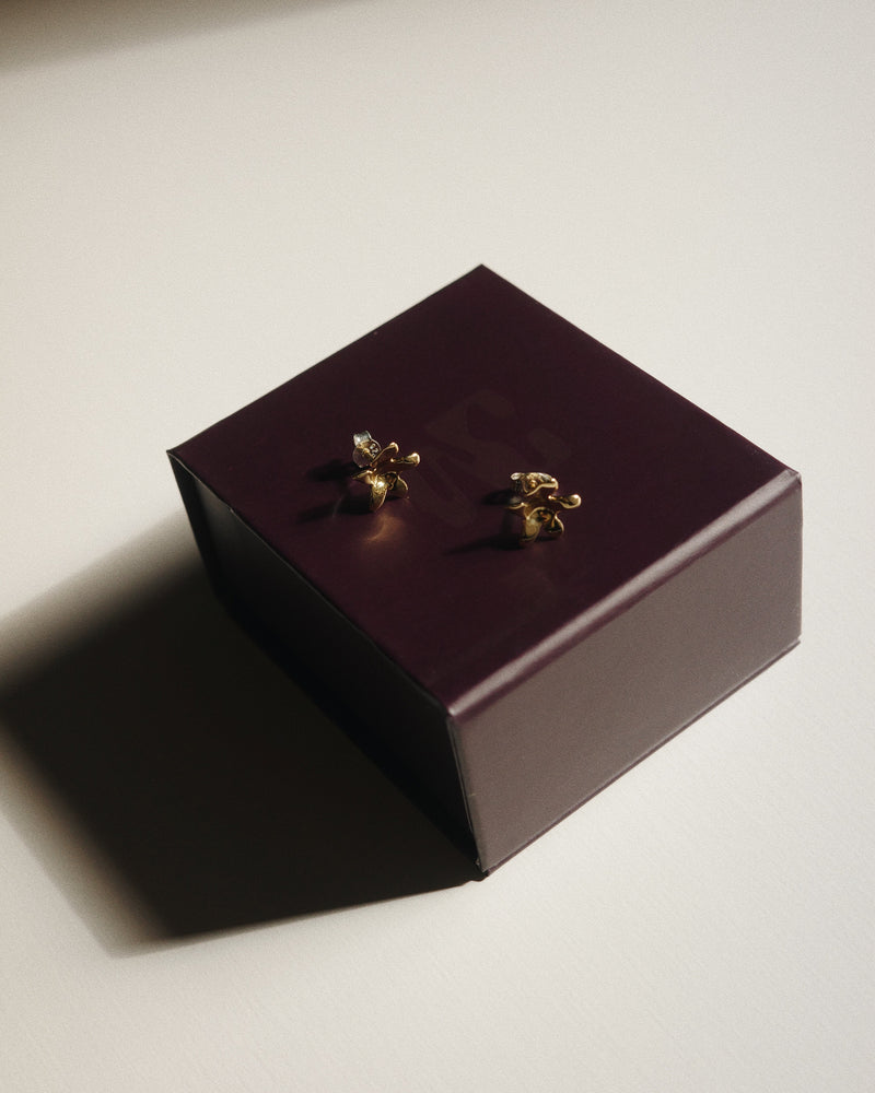 Flower Charm Studs - Gold