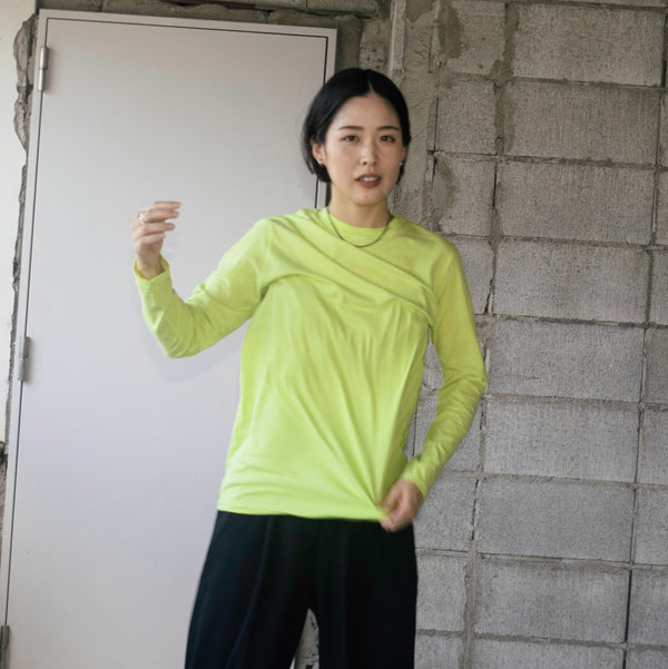 Light Weight Basic L/S Crew - Lime Yellow