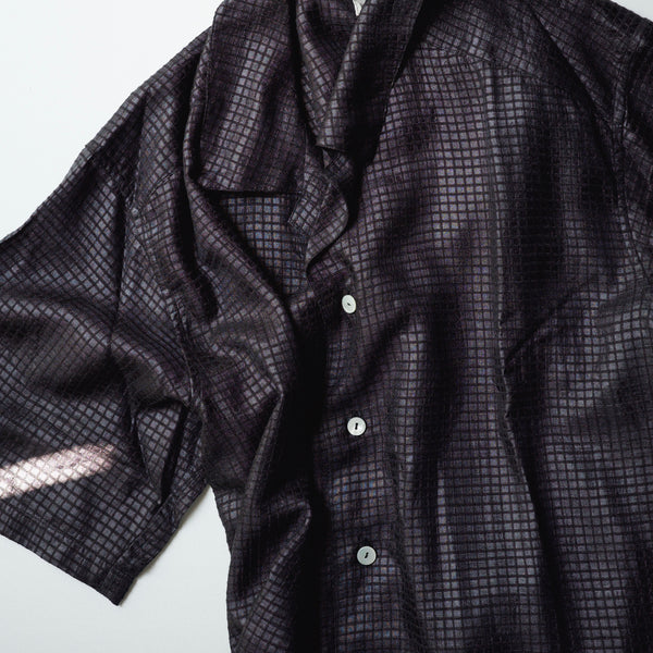Silk Plaid Bowler Shirts - Black