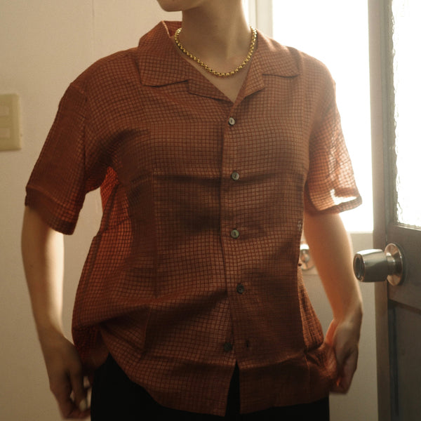Silk Plaid Bowler Shirts - Copper/Legular