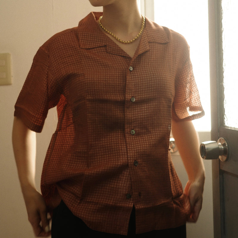 Silk Plaid Bowler Shirts - Copper/Legular