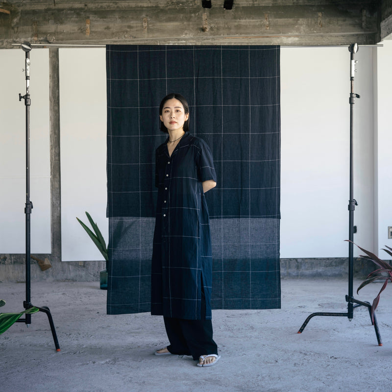 HAND WOVEN LONG DRESS - BLACK TILES