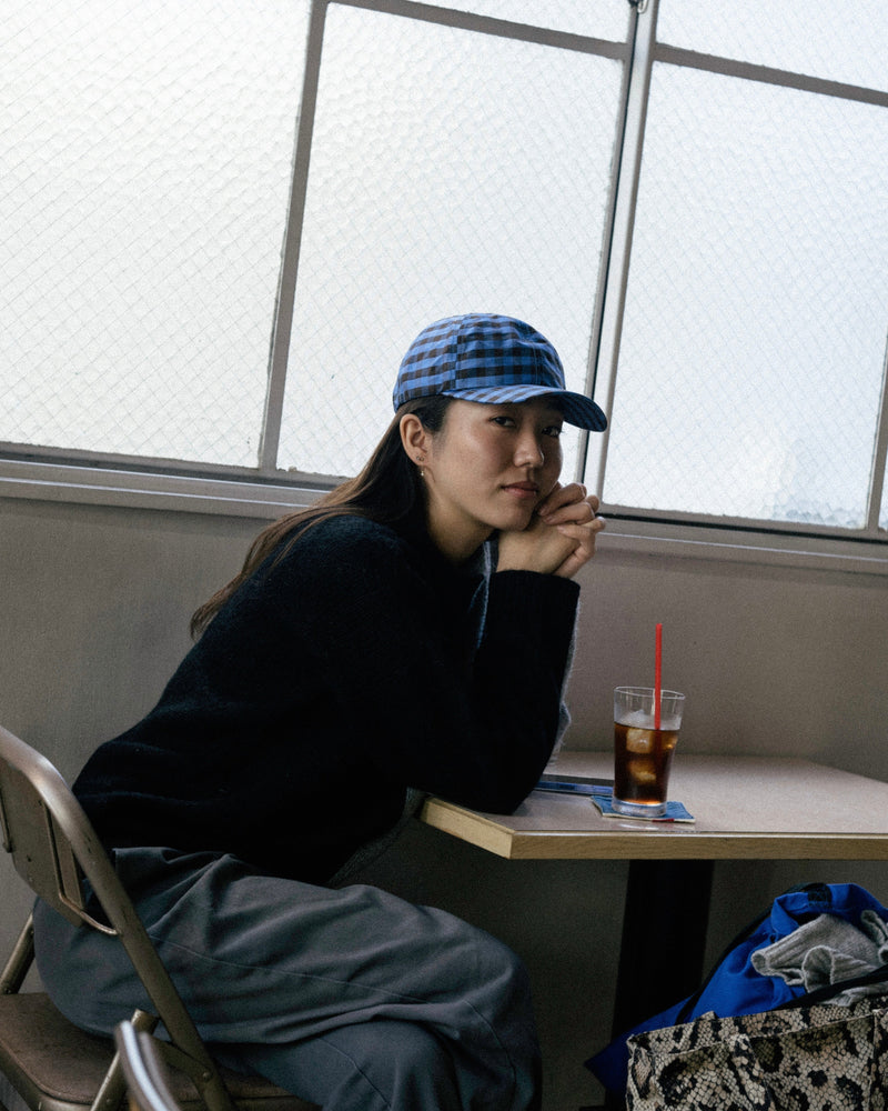 BASEBALL CAP - GINGHAM BLUE BROWN (*Exclusive)