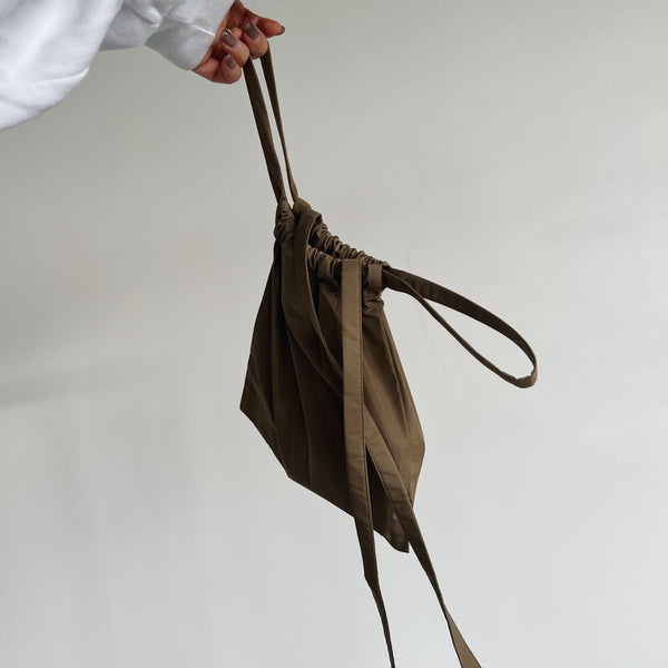 Drawstring Bag With Strap - Taupe