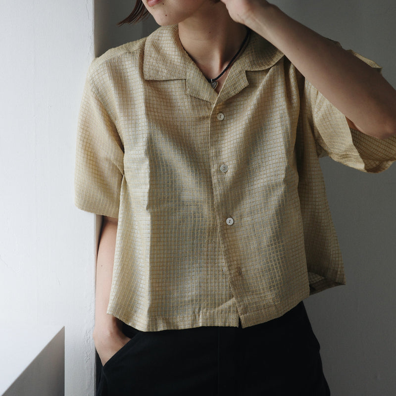 Silk Plaid Bowler Shirts - Beige