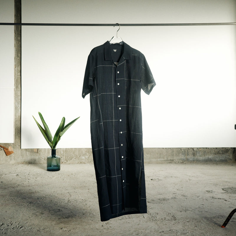 HAND WOVEN LONG DRESS - BLACK TILES