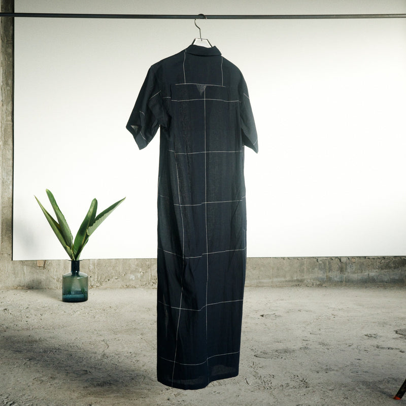 HAND WOVEN LONG DRESS - BLACK TILES