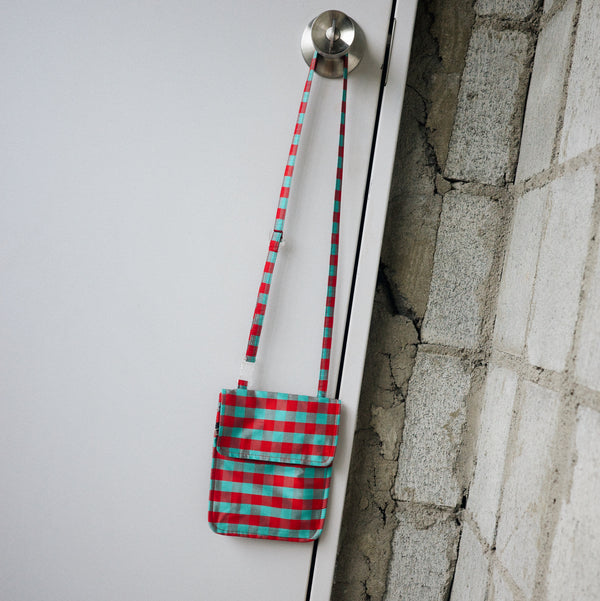 TRAVEL SLING - GINGHAM RED TURQUOISE