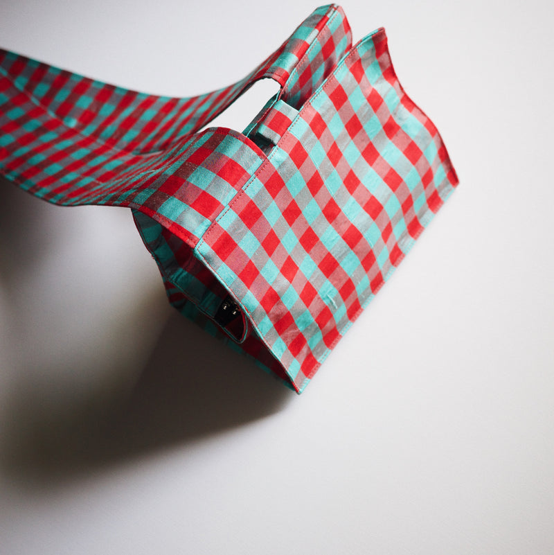 LADY STRAP BAG - GINGHAM RED TURQUOISE