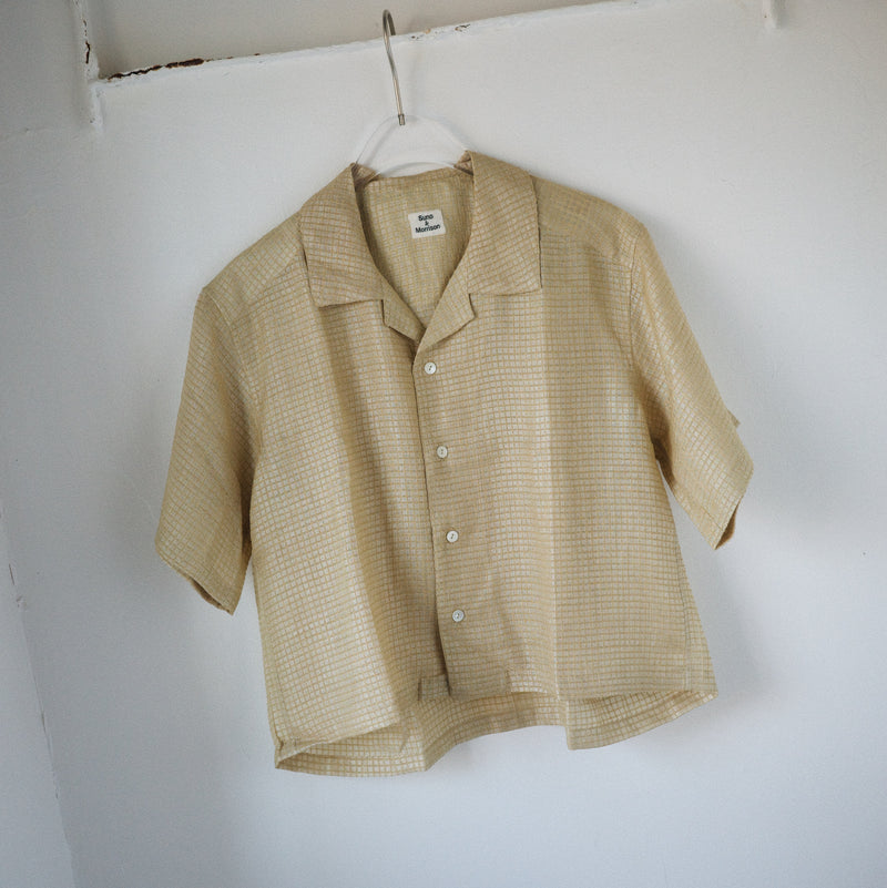 Silk Plaid Bowler Shirts - Beige