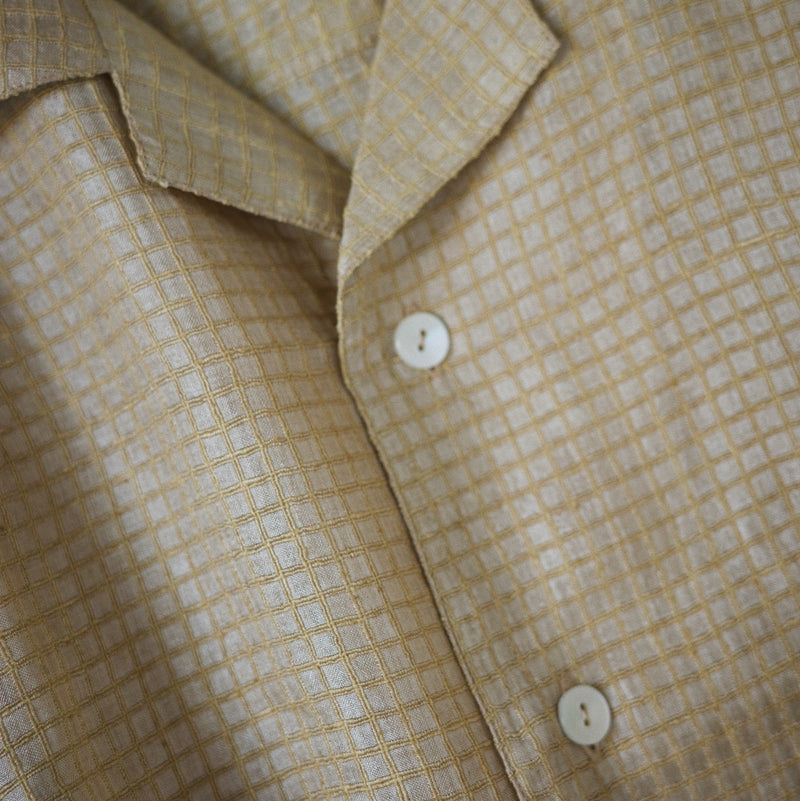 Silk Plaid Bowler Shirts - Beige