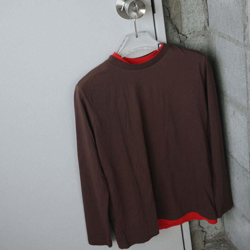 Light Weight Basic L/S Crew - Brown