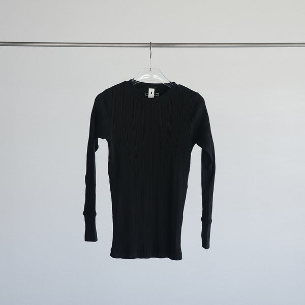 COTTON SILK RANDOM L/S CREW - Black