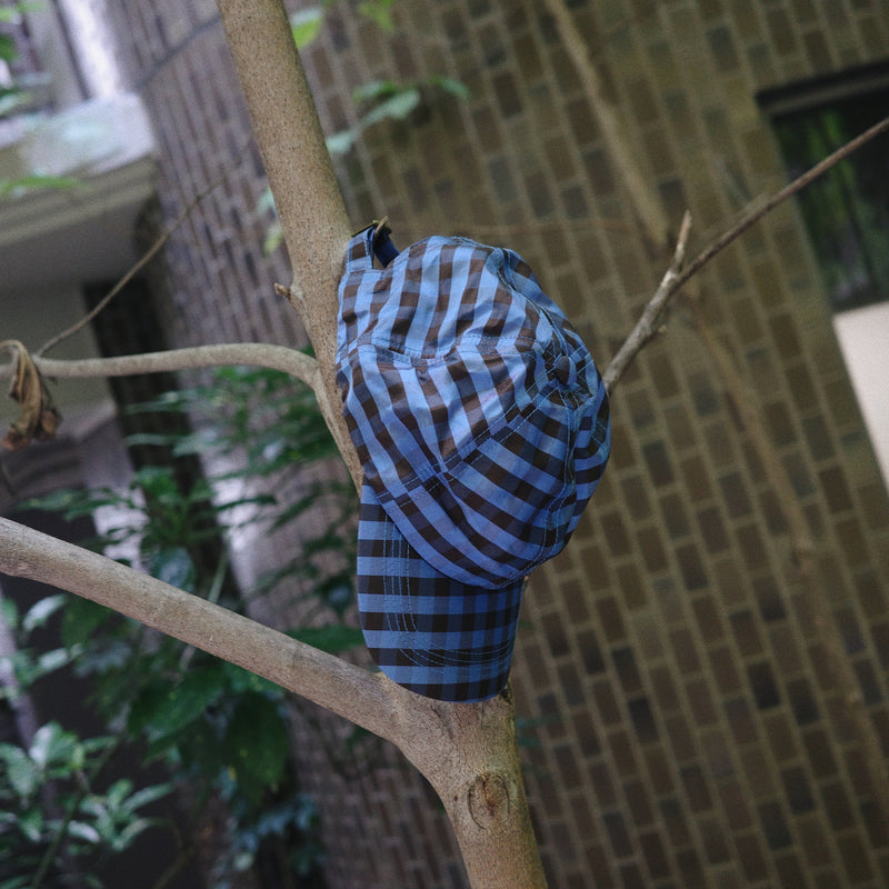 BASEBALL CAP - GINGHAM BLUE BROWN (*Exclusive)