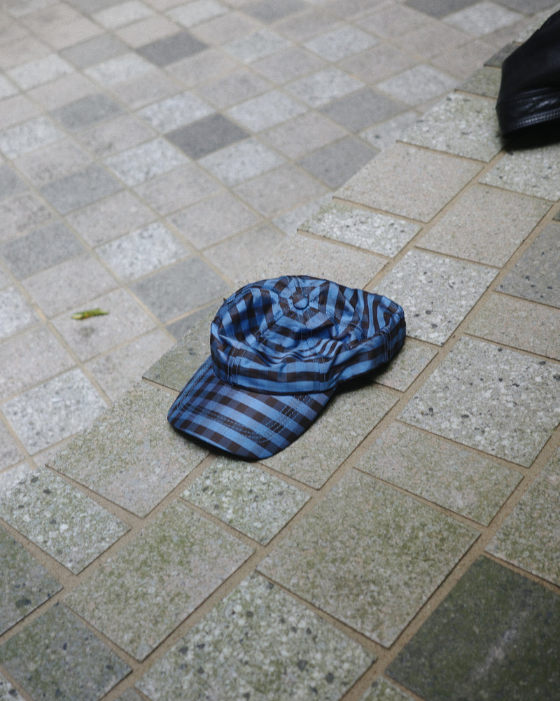 BASEBALL CAP - GINGHAM BLUE BROWN (*Exclusive)