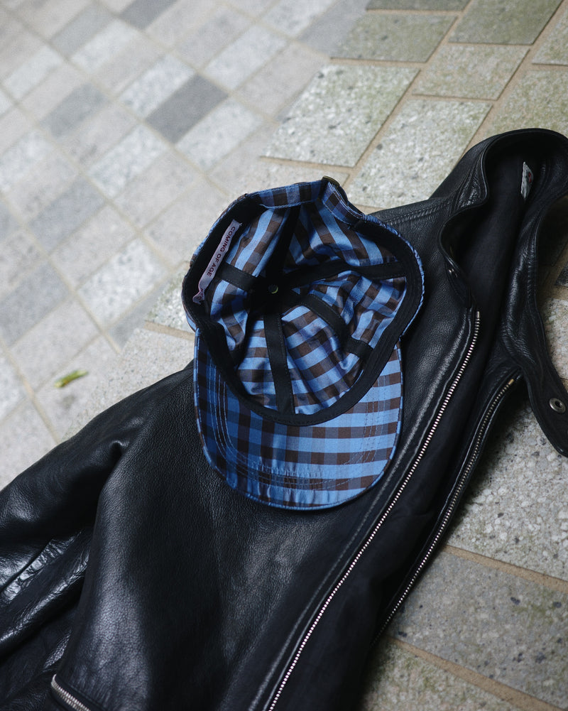 BASEBALL CAP - GINGHAM BLUE BROWN (*Exclusive)