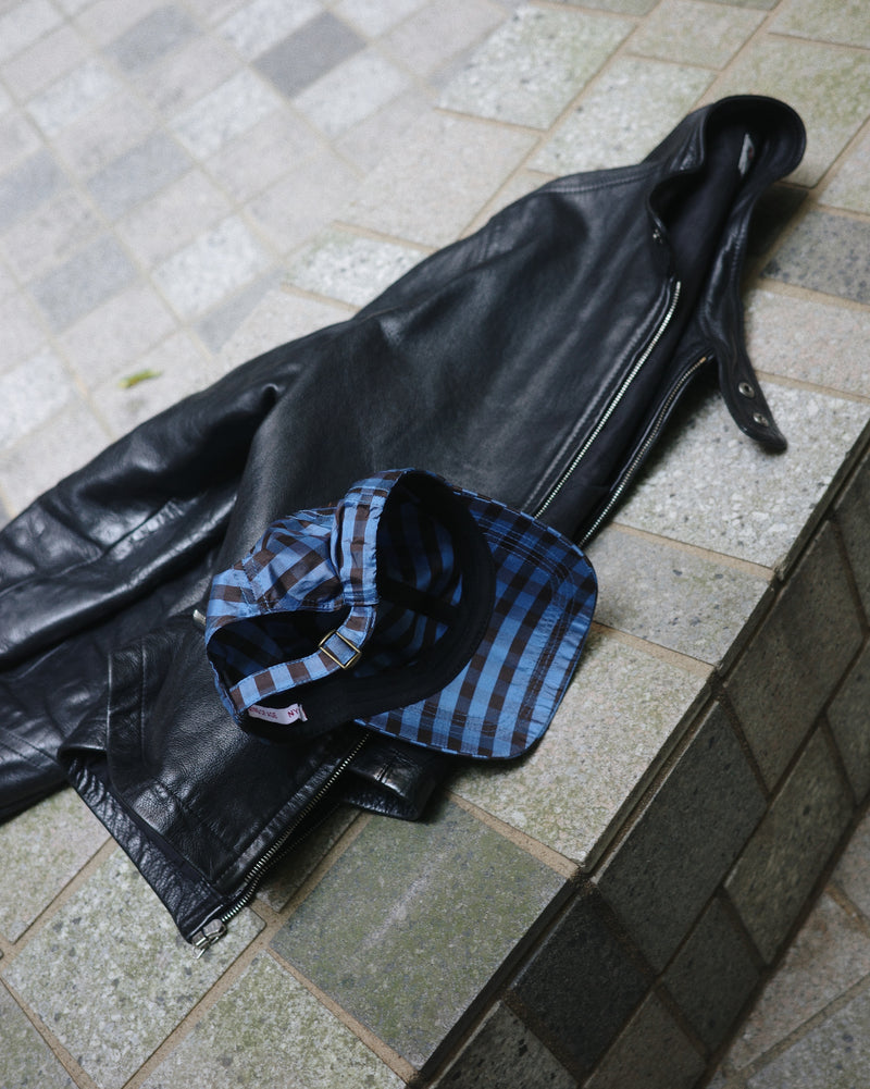 BASEBALL CAP - GINGHAM BLUE BROWN (*Exclusive)