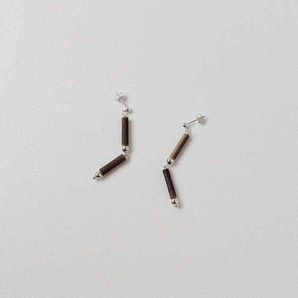 SILVER BEADS BOLD STRAIGHT2 EARRINGS - ピアス