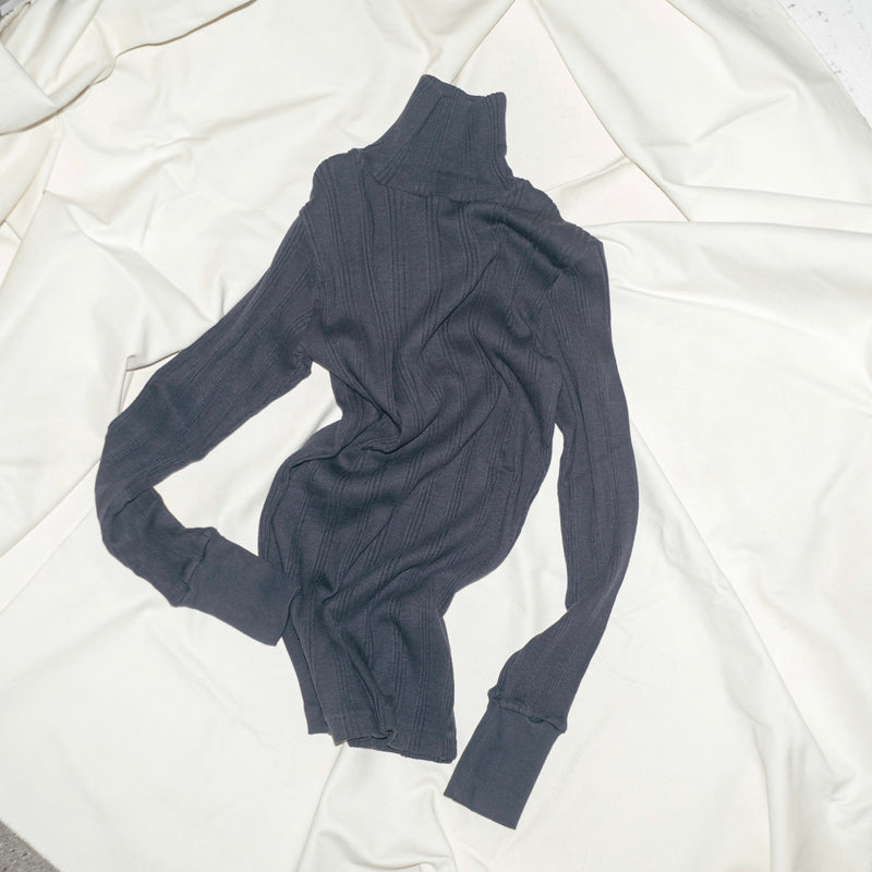 COTTON SILK RANDOM L/S TURTLE - Charcoal Black