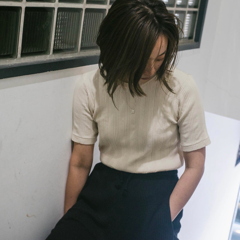 COTTON SILK RANDOM S/S CREW - Ecru