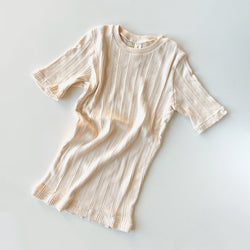 COTTON SILK RANDOM S/S CREW - Ecru