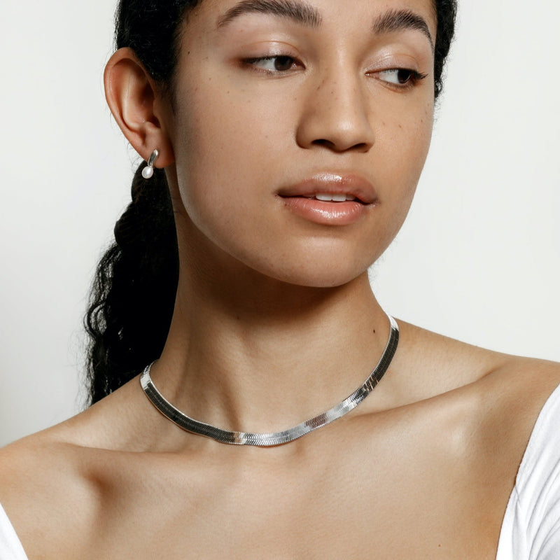 Herringbone Necklace - Silver