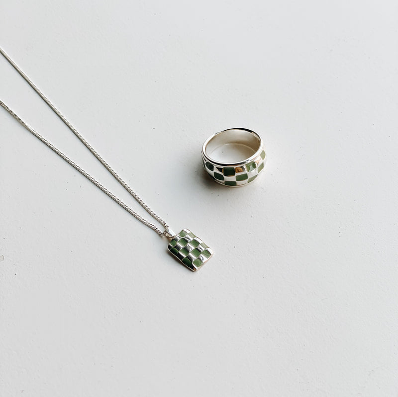 CLARA RING - Green and Silver